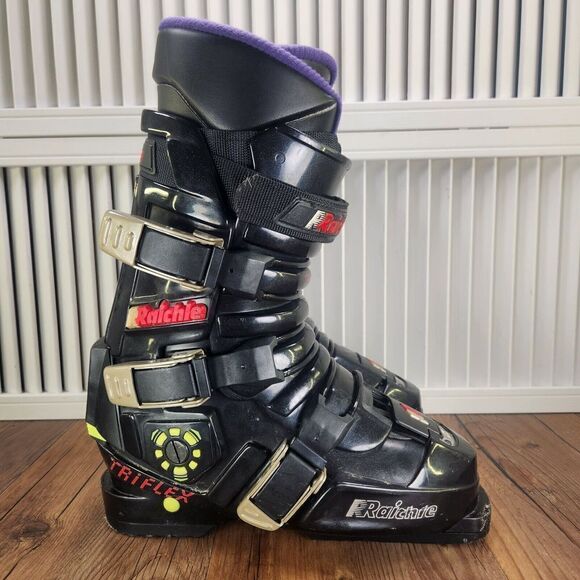 Raichle Tri-Flex 275mm Women Sz 6 Black Purple Downhill Alpline Powder Ski Boots - Picture 1 of 14